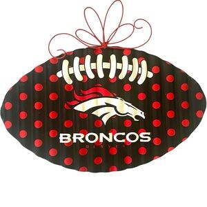 Denver Broncos Metal Football Door Decoration 18” Across